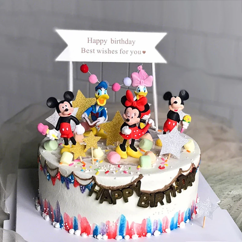 

6 шт. Disney Микки Маус Дональд Дак 9 см Минни Маус ПВХ фигурки детей день рождения торт украшения игрушки подарки 2Y07