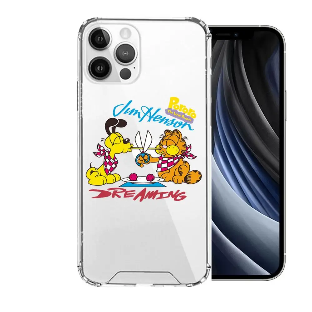 

Cute Cartoon anime Garfield Couple Anime Style Phone Case cover For iphone 12 pro max 11 8 7 6 s XR PLUS X XS SE 2020 mini Tra