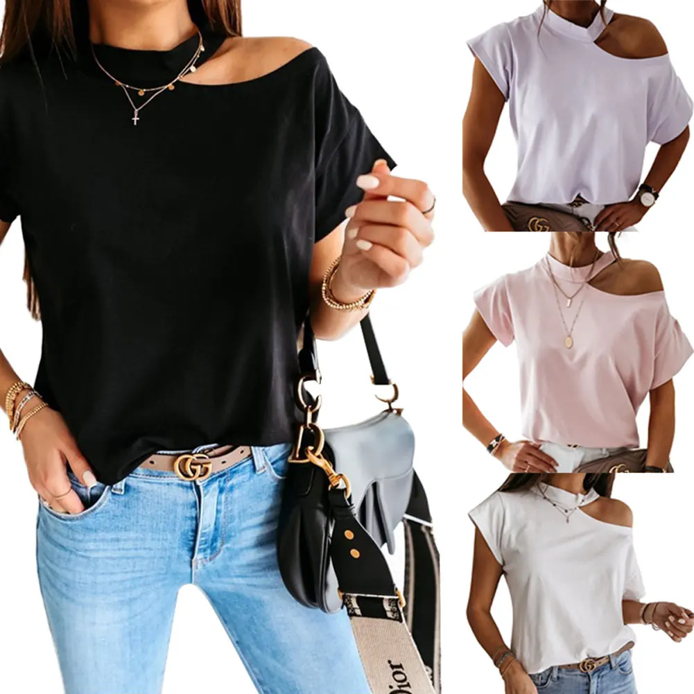 

АА Сексуальная женская блузка 2020 рубашки новые летние Холтер Топы короткий рукав Топ Повседневная открытая рубашка размера плюс женские бл...