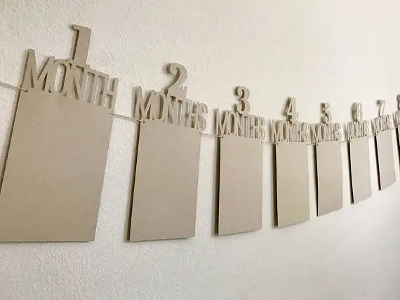 brown number 12 месяцы фоторамка баннер Baby 1st декорации с днем рождения Baby Shower 1st для маленьких мальчиков девочек мой первый год вечерние поставки - Цвет: brown number