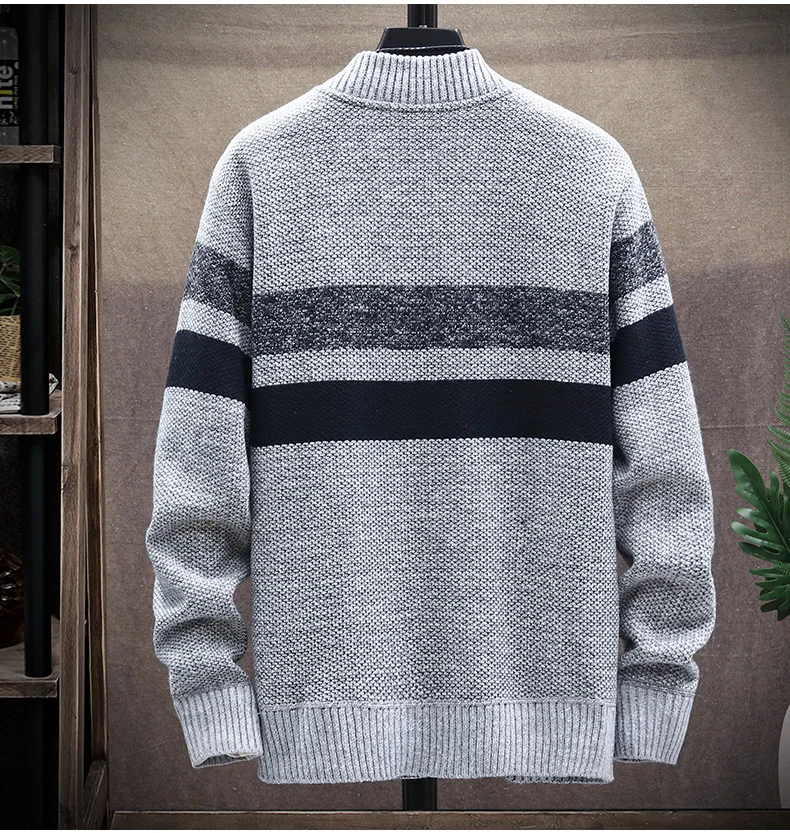 

Men Cardigan Sweaters 2021 Spring Slim Sweater Mens Streetwear Thick Warm Sweaters Coat Knitted Men's Baseball Collar Jackets