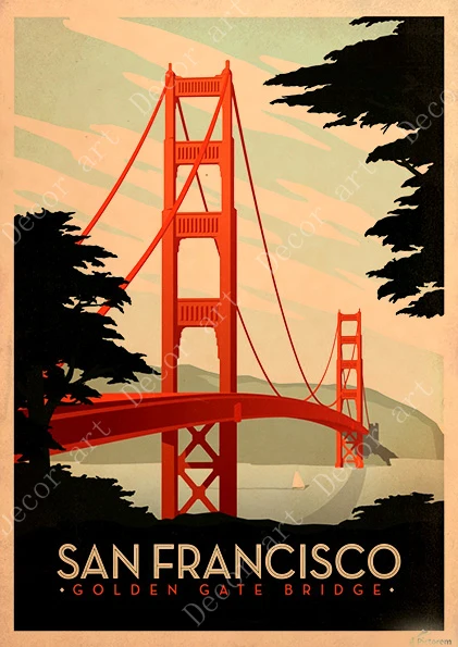 Американский город Нью Йорк путешествия холст живопись винтажные настенные