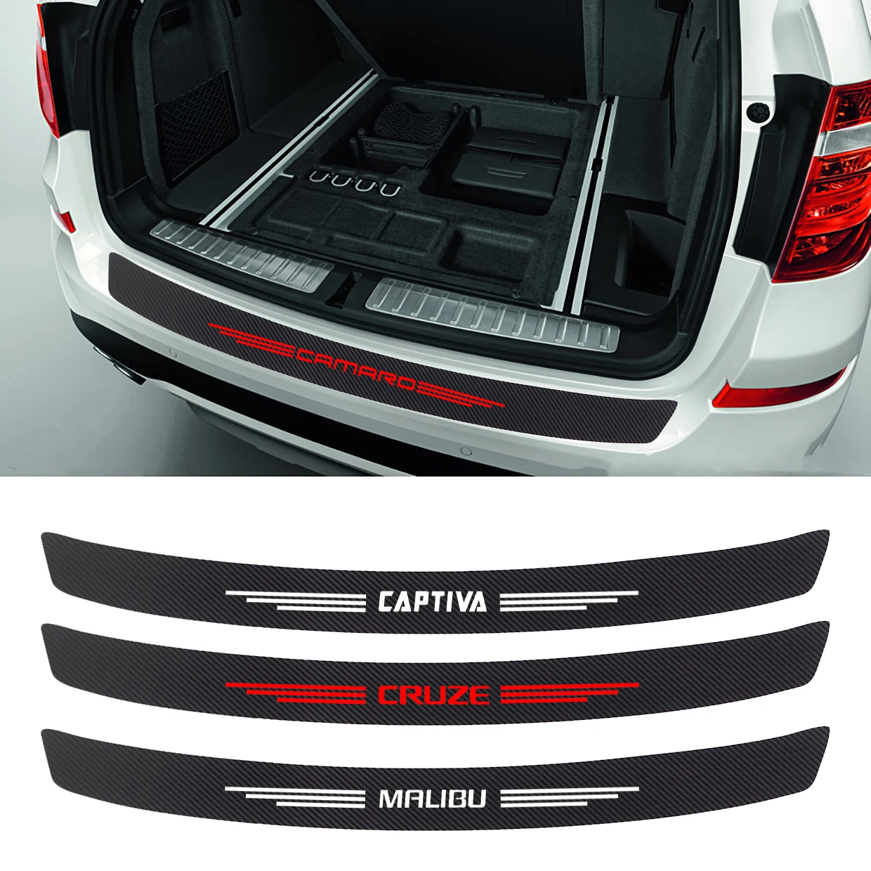 

Car Stickers Carbon Fiber Trunk Decal For Chevrolet Lacetti Cruze Captiva Trax Impala Z71 Spark Sail Aveo Camaro Car Accessories