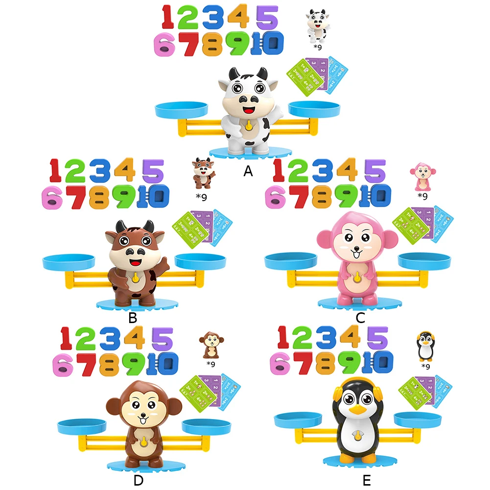 

Montessori Math Match Game Balance Scale Counting Toys for Baby Kids Kindergarten Educational Number Fun Children Gift Learning