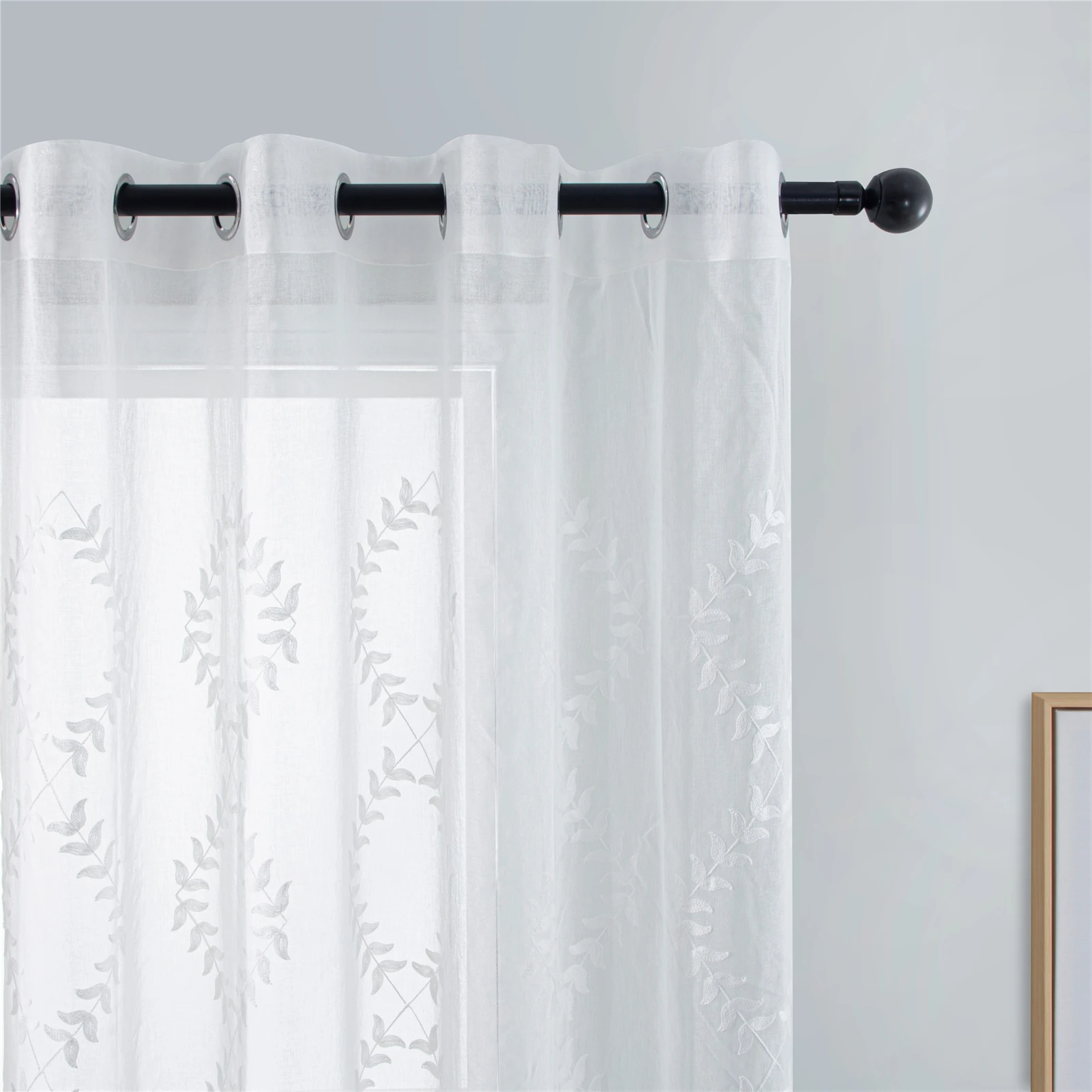 

White Embroidery Tulle Curtains For living Room Sheer Window Curtains for Bedroom Cafe Solid Color Cortina Window Custom size