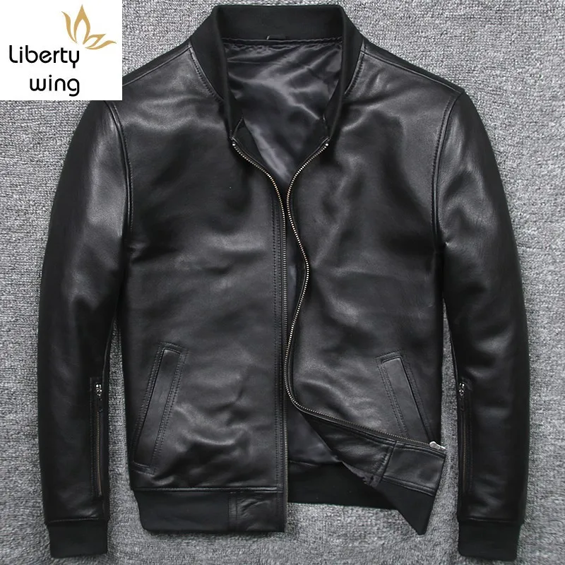 Черная натуральная Авиатор однотонная тонкая куртка пилот из овчины мужская