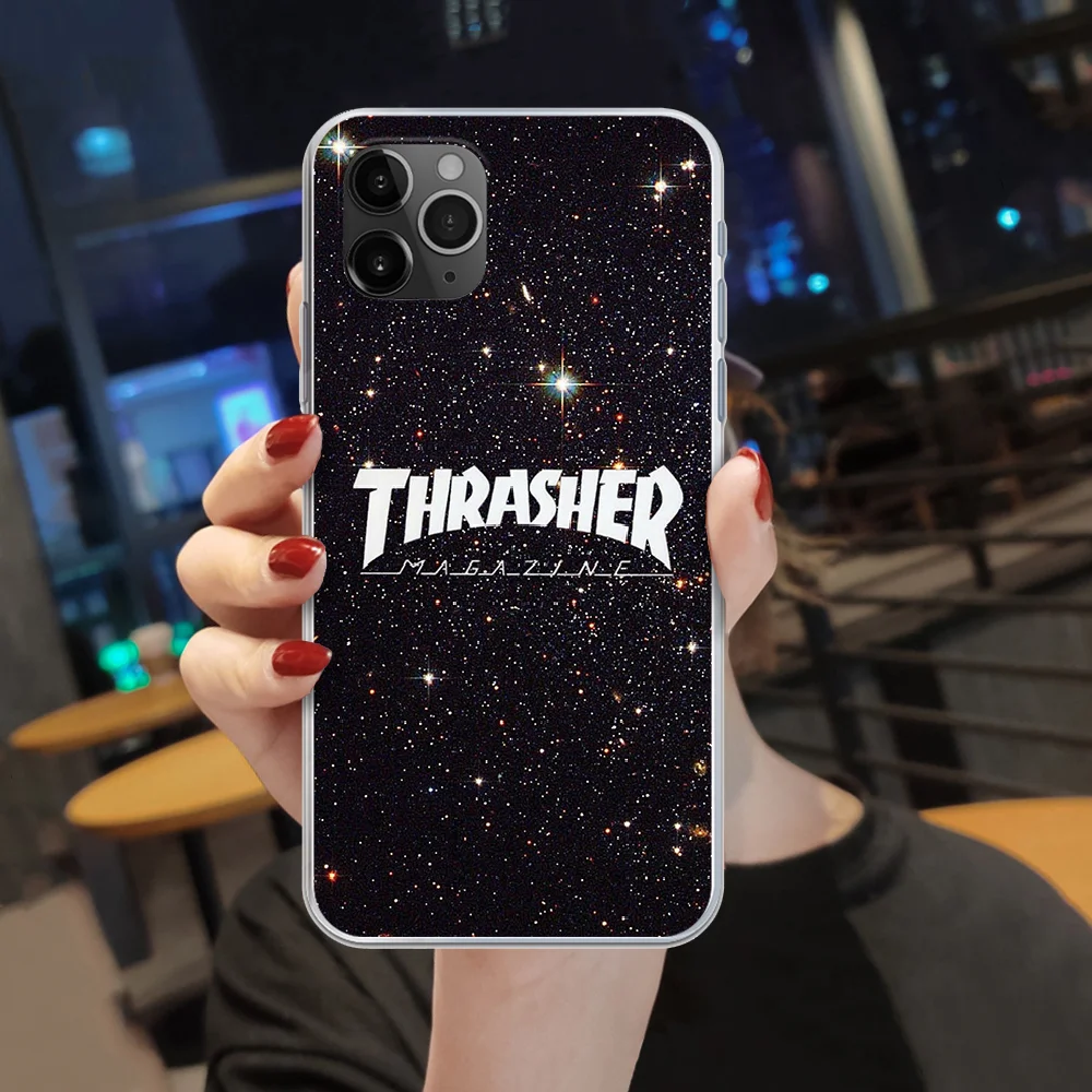 

Fashion Brand T-THRASHERS Phone Case Cover For Iphone 5 5S 6 6S PLUS 7 8 12 Mini X XR XS 11 PRO SE 2020 MAX transparent Cover