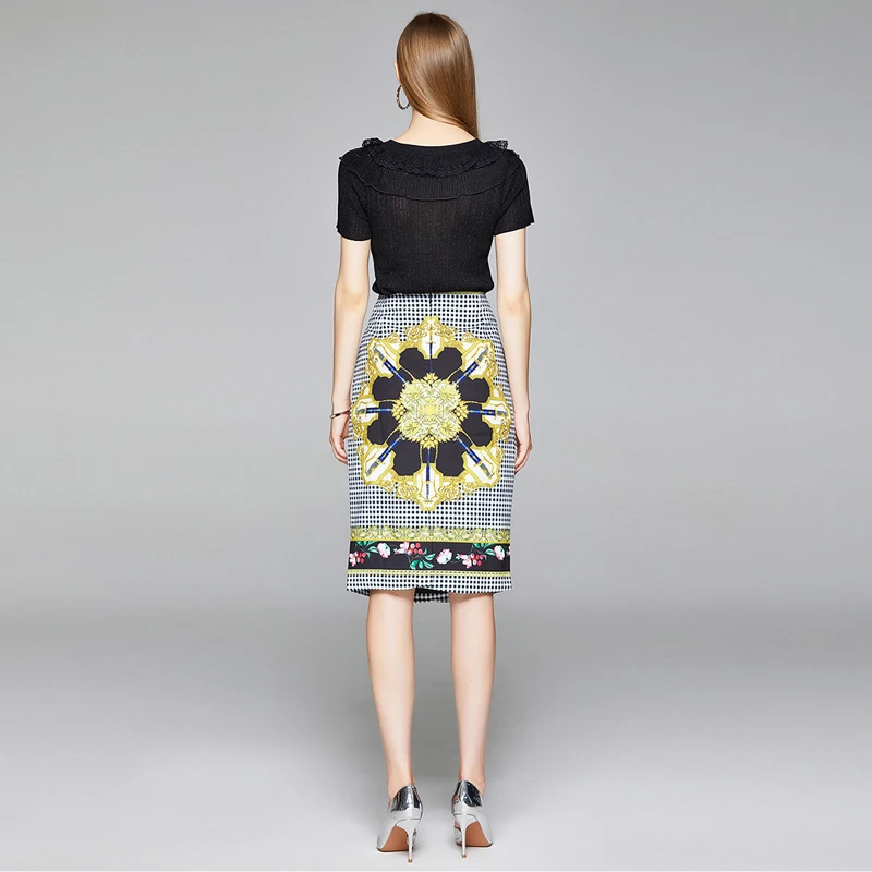 

Little summer dress collocation knitting short sleeve short skirt of tall waist in the new leisure fashion two-piece outfit