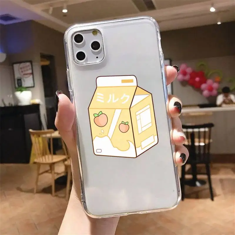 

Strawberry juice pattern drink Phone Case Transparent for iPhone 6 7 8 11 12 s mini pro X XS XR MAX Plus