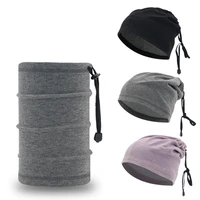 winter polyester scarf warm balaclava men cap tactical military drawstring windproof face mask ride multi function women beanie