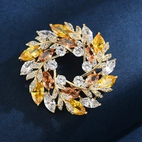 new elegant wreath brooch temperament fashion pin creative zircon clothing coat sweater accessories corsage