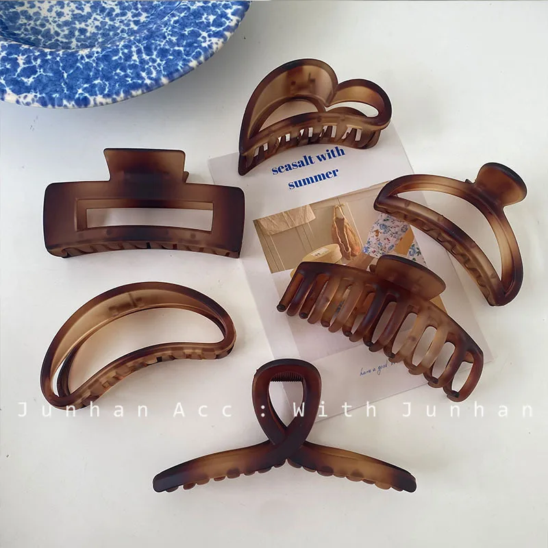 Заколка-краб для волос в винтажном стиле акриловая Заколка-пряжка коричневого