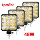 4 шт.лот светодиодная световая панель 48 Вт Светодиодная панель 16 Барр квадратный прожектор для внедорожника светодиодное рабочее освещение 12 В для автомобиля грузовика 4x4 4WD автомобиля SUV ATV