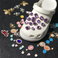 new mix style bling rhinestone designer pearl flower shell button croc charms shoes accessories jibs gift for clogs decoration