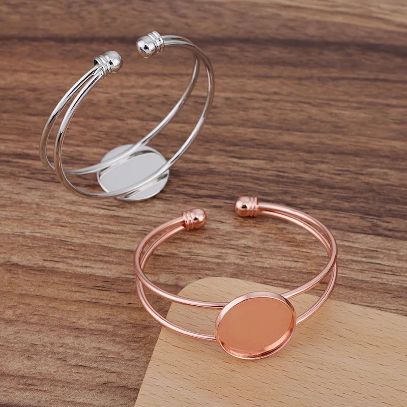 Разноцветные открытые оправы для браслета манжеты 20 мм 25 27 Круглые Гладкие