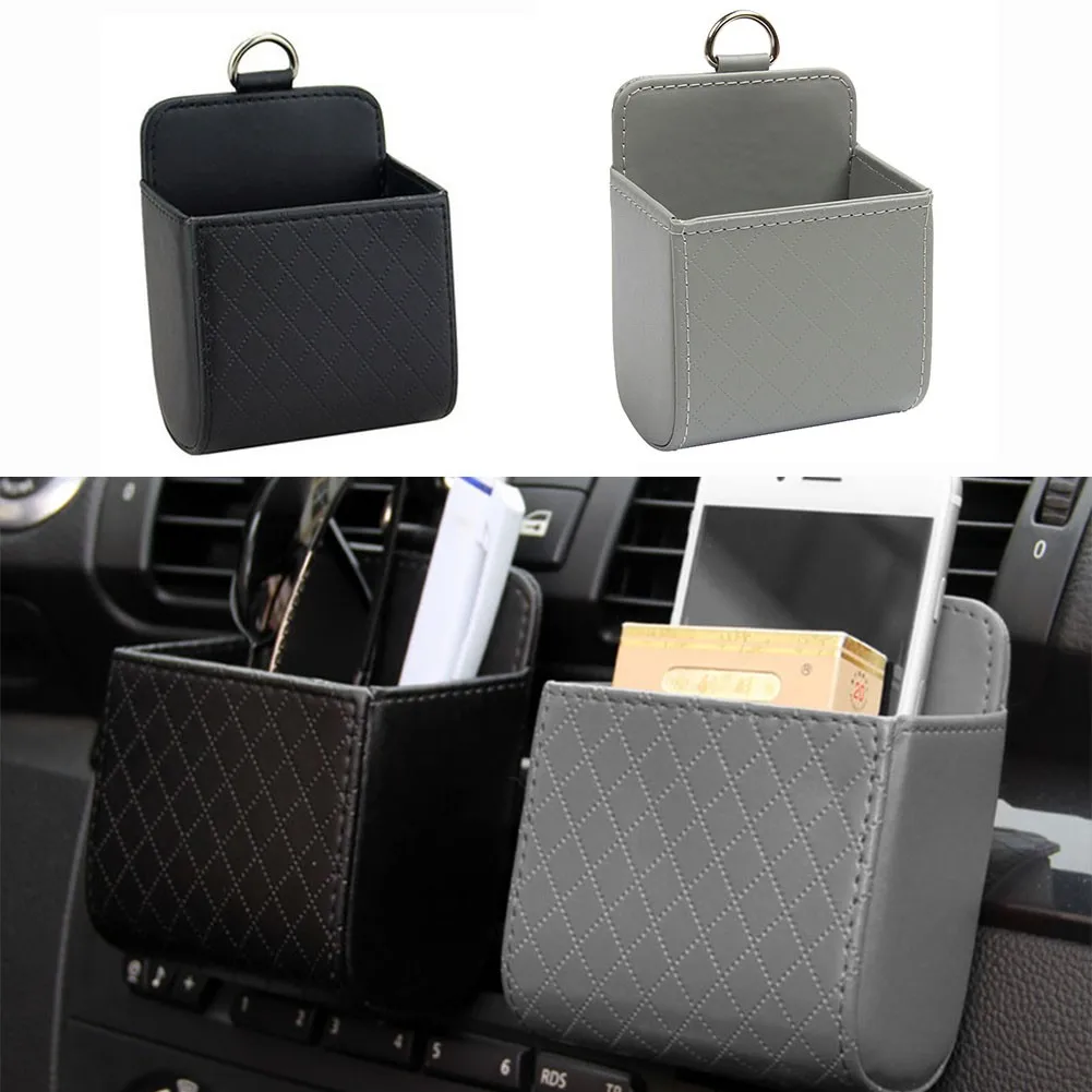 

Car Organizer Box Air Dashboard Hanging Leather Car Phone Holder In Automobile High-grade Microfiber Leather