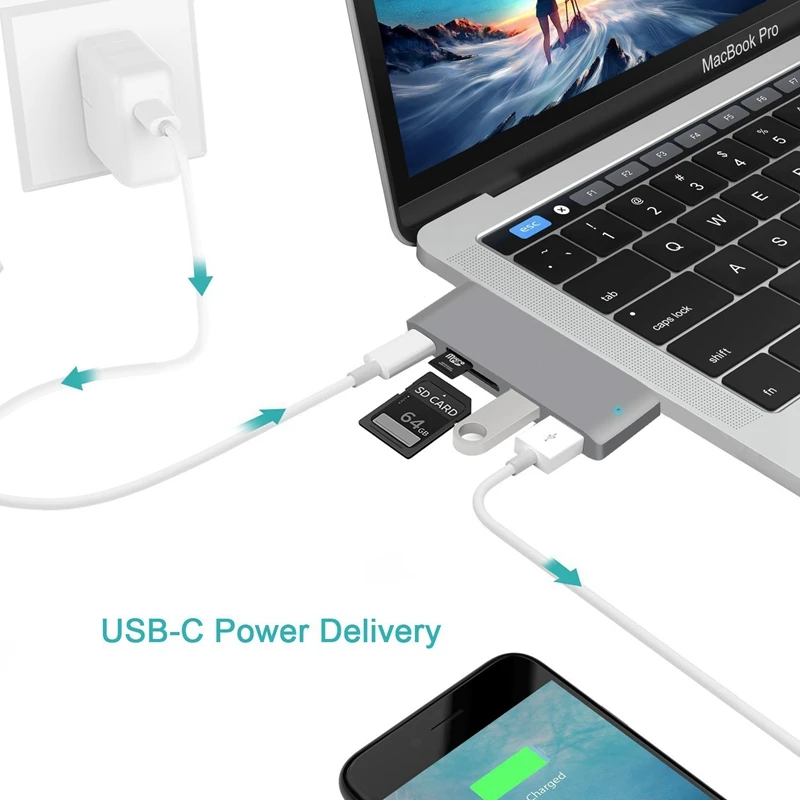 5 в 1 type C usb хаб адаптер для чтения карт/Usb 3 0/type зарядный концентратор конвертер