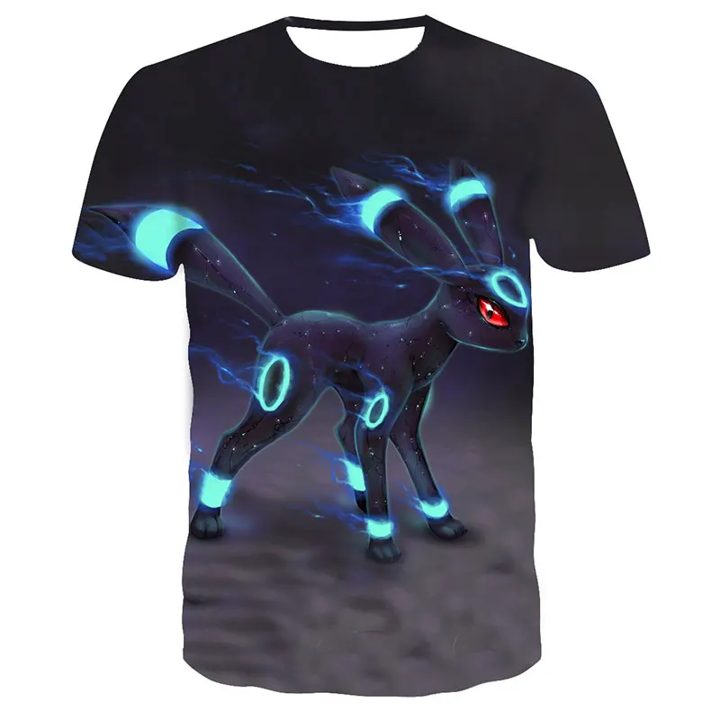 

2021 cute and funny man woman T-shirt Pokemon print 3D short sleeve summer Harajuku boy animation costume 110-6XL