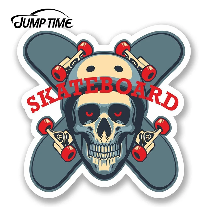 JumpTime 13 см x 12 5 Скейтборд Череп виниловые Стикеры ноутбук путешествия Чемодан