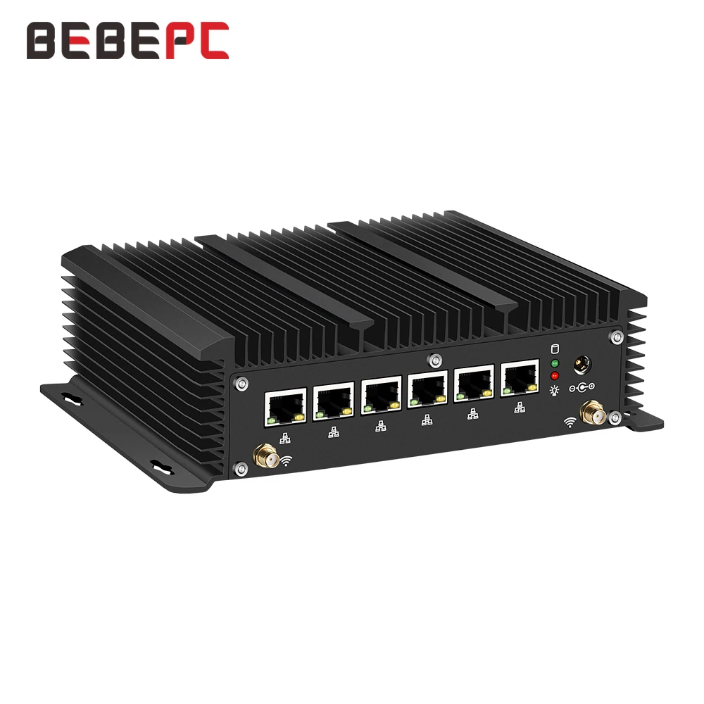 

BEBEPC 6 LAN Firewall Mini PC Router 3G/4G Core i5 8365U 7200U Celeron 3865U J1900 Windows 10 Pfsense Server Industrial Computer