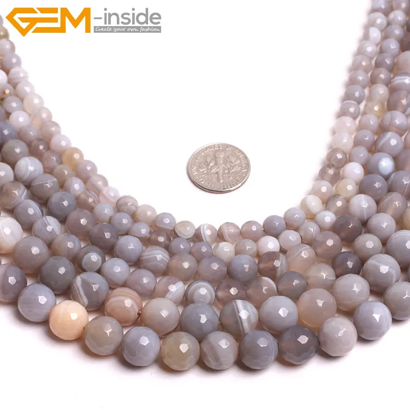 Натуральный Граненый Серый Агаты бусины для изготовления ювелирных изделий Strand