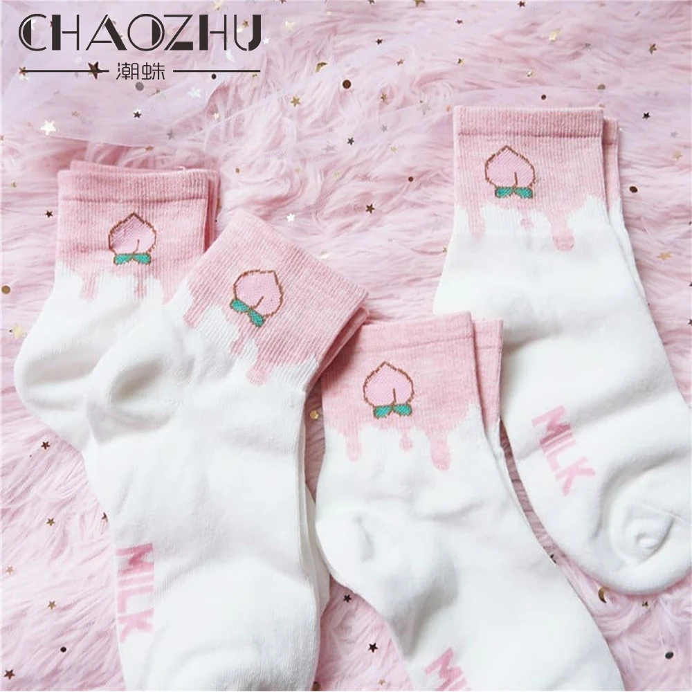 Носки CHAOZHU 2019 весенние с милыми мультяшными фруктами для студентов хлопковые