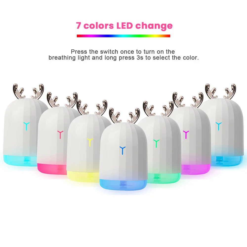 220 ML USB Deer Ultrasonic Air Humidifier Aroma With Light Essential Oil Diffuser Car Fogger Cool Mist Maker | Бытовая техника