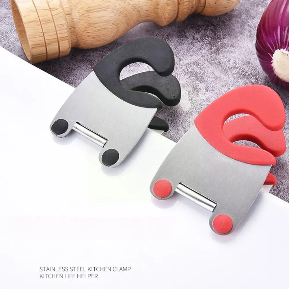 

1Pcs Steel Pot Side Clips Anti-scalding Spoon Holder Rubber Kitchen L Tools Pot Side Clamp Gadgets Convenient Kitchen X9W7