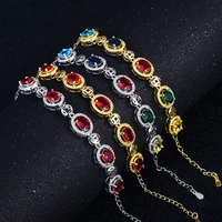 qtt womens vintage luxury lab diamond gemstone tennis bracelets 925 silver gold color bracelet chain jewelry anniversary gift