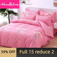 thickened pure brushed bed sheet four piece set of simple skin friendly dormitory three piece set of four piece bedding