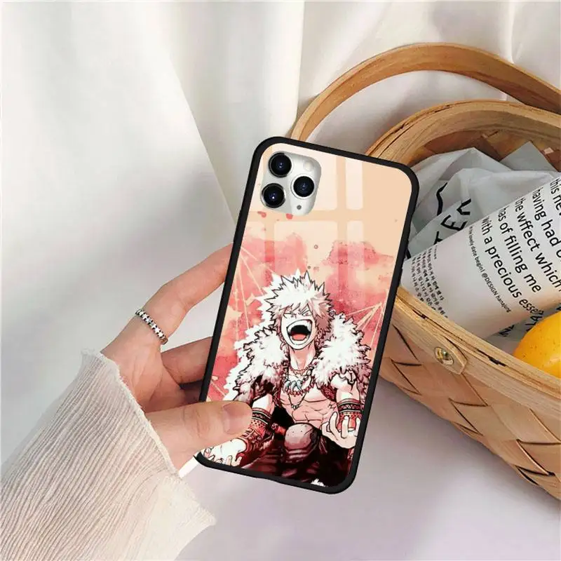 

Katsuki Bakugo Boku my Hero Academia Phone Case Tempered glass For iphone 11 12 PRO MAX X XS XR 5C 6 6S 7 8 plus