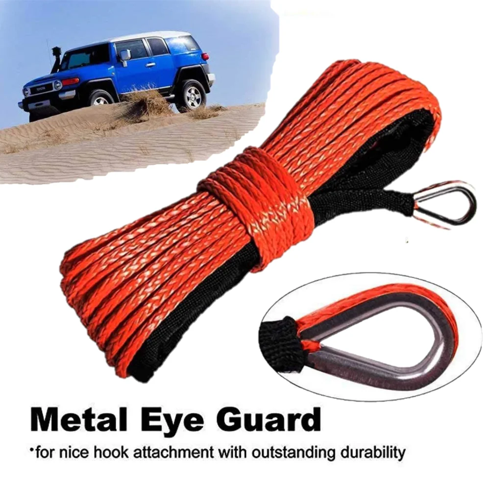 

Winch Rope String Line Cable 15m 6mm With Sheath Synthetic Towing Rope Car Wash Maintenance String 7700lbs For Jeep ATV UTV SUV