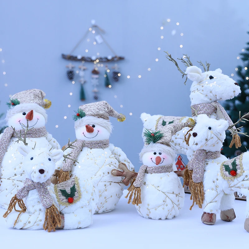 

Christmas cloth art snowman doll plush elk doll ornaments shopping mall window holiday scene decorations navidad christmas gift