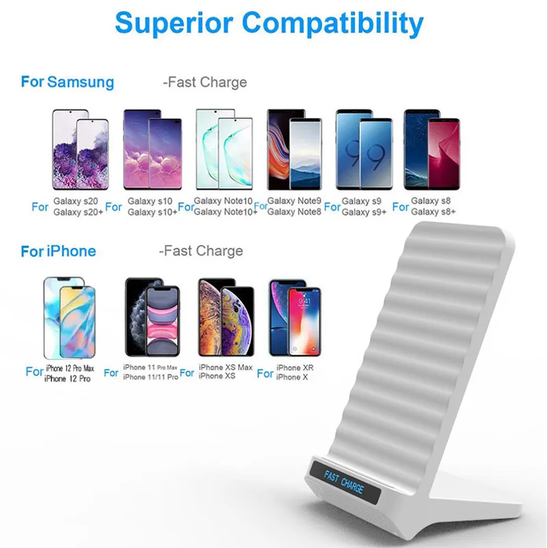 35w qi wireless charger stand for iphone x xs max xr 11 pro 8 for samsungs s20 s10 s9 fast charging dock station phone charger free global shipping