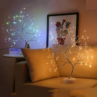 led night mini christmas tree copper wire battery case usb dual use bedroom desk decoration fairy tale light holiday lighting