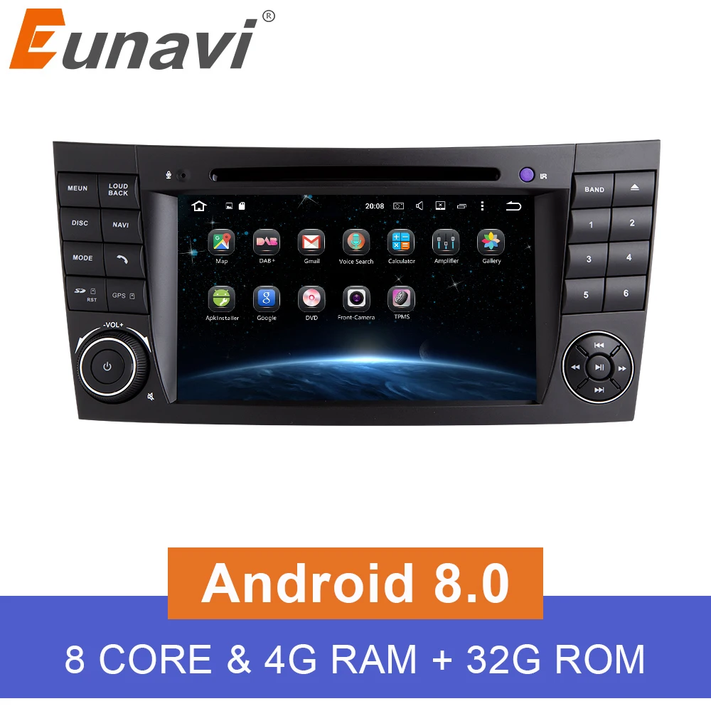 Eunavi 2 Din 7 'ɺndroid 8 0 4G ram Восьмиядерный автомобильный dvd-плеер для BENZ W211 CLS W219 CLK W209