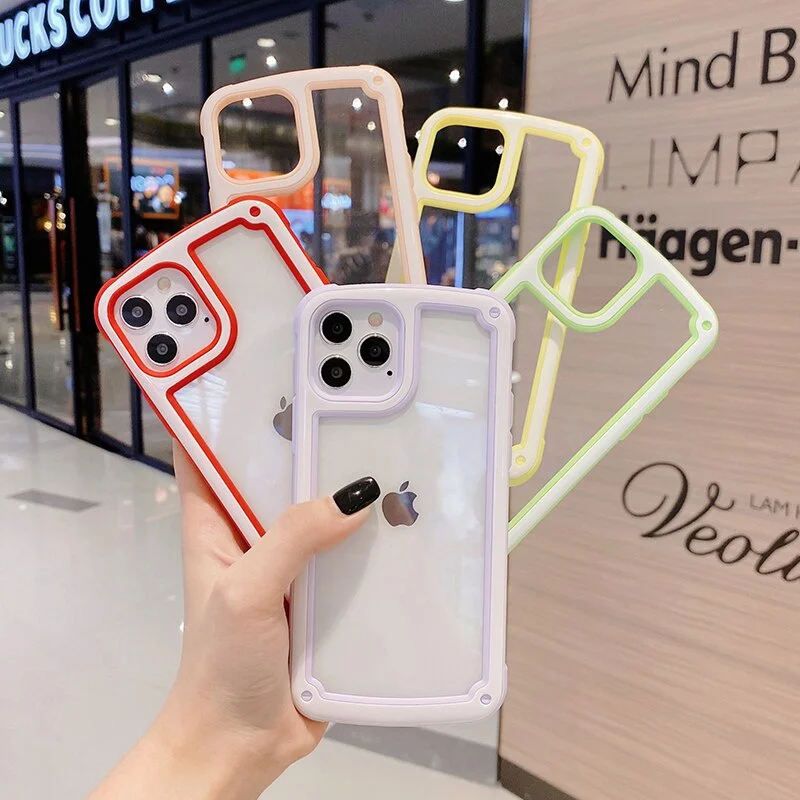 

Candy Color Transparent Phone Case For iPhone 7 8 Plus iPhone 6 Plus acrylic Bumper Shockproof Back Cover