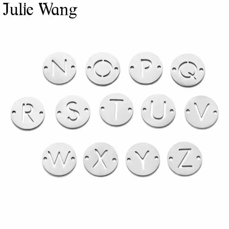 Julie Wang 26 шт. A Z полые буквы соединители из нержавеющей стали алфавиты модное
