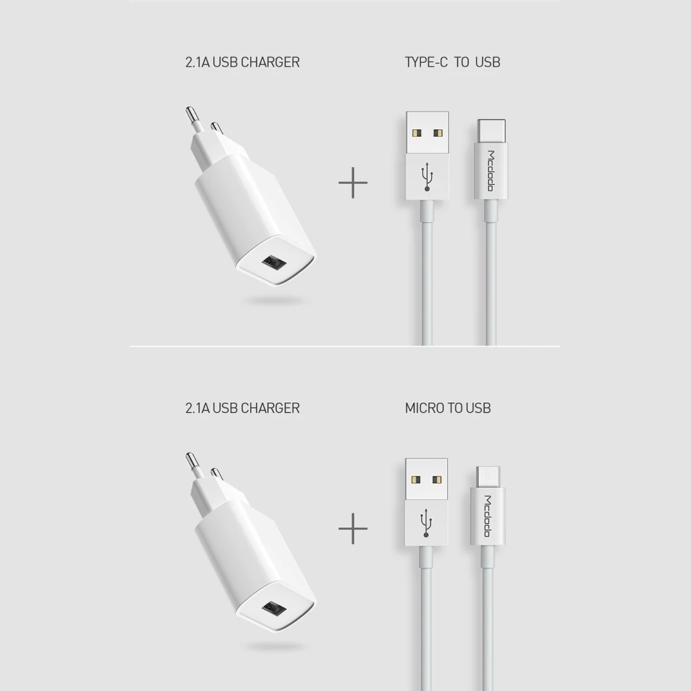 Mcdodo EU адаптер USB зарядное устройство 2.1A Быстрая зарядка для Samsung Xiaomi
