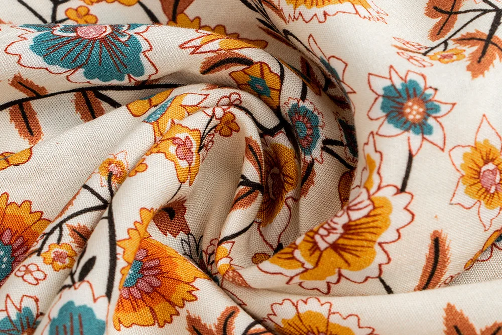 

2021 Summer Floral Print Bohemian Women Dress V Neck Long Sleeve Female Holiday Swing Mini Ruffles Ladies Holiday Party Dresses