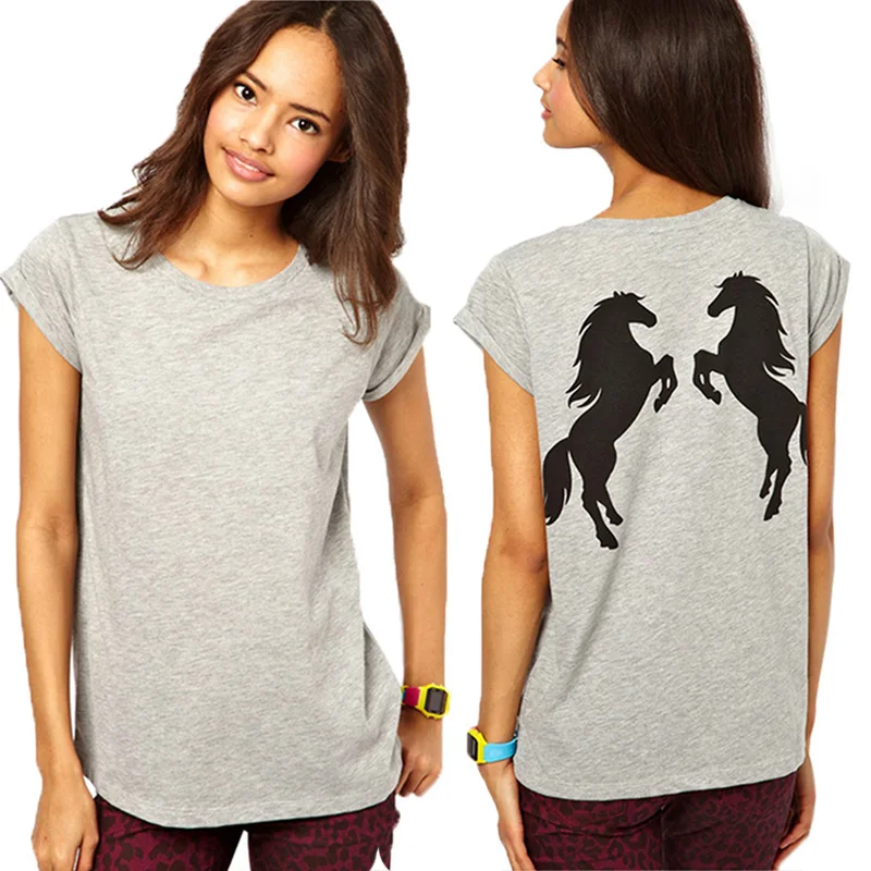 О образным вырезом с коротким рукавом Свободная Женская футболка лето двойная