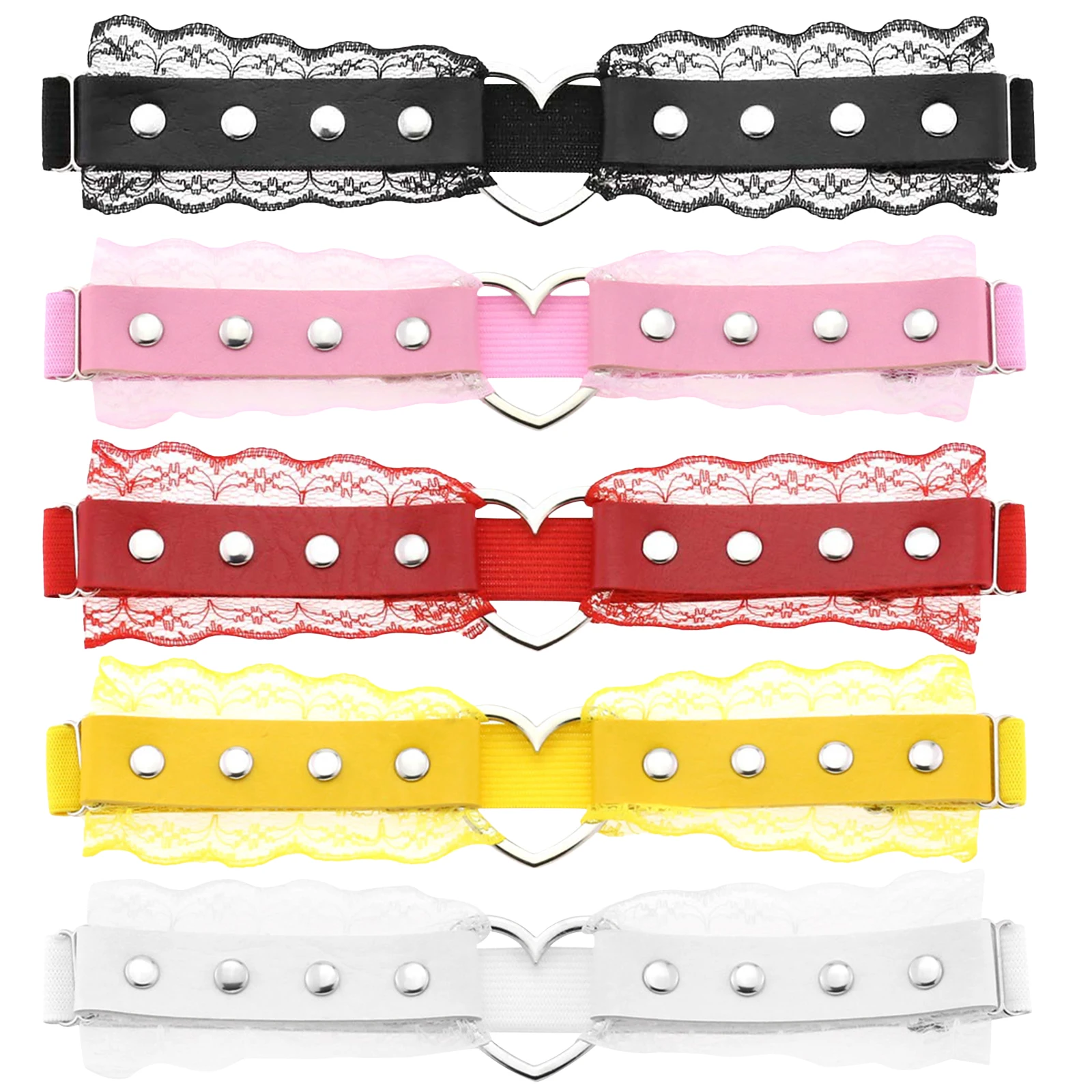 

Lace Heart shaped Thigh Garter Adjustable Elastic Leg Garter Leather Thigh Ring Garter Belt Round Garter with Non-Slip Clips#20