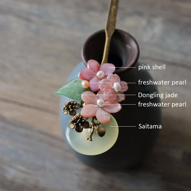 Новый дизайн натуральный материал заколки для волос розовая оболочка цветок