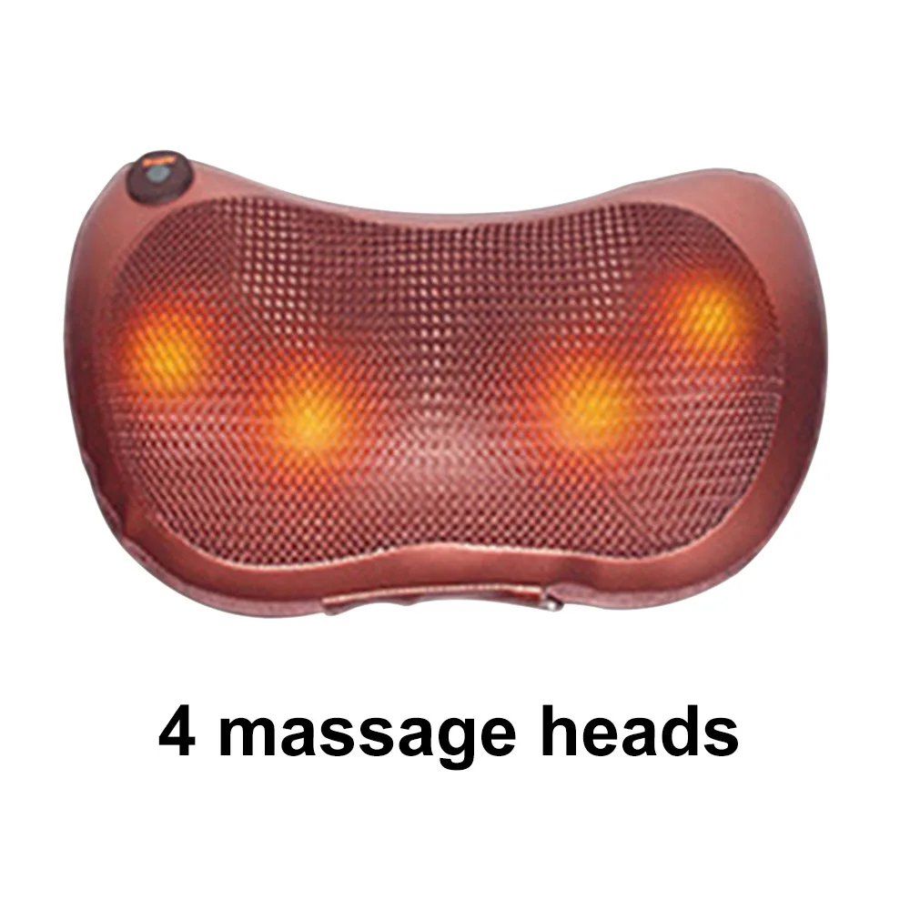 brown 4head 1button 12/8/6/4 глав массажная подушка сзади массажер для шеи шиацу боли автомобиля домой талии тело Электрический массажер - Цвет: brown 4head 1button