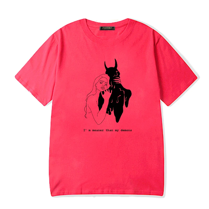 Летние новые женские уличные топы футболка с надписью I'm Meaner Than My Demon модная Tumblr
