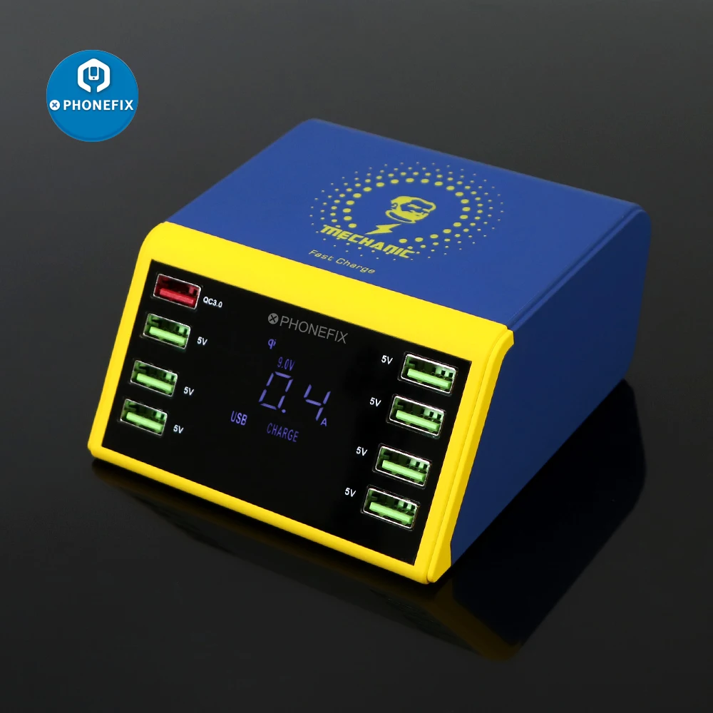 mechanic icharge qc 3 0 usb charging station hub support fast charger lcd display wireless charging hub for iphone android phone free global shipping