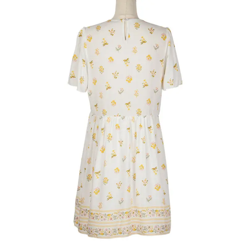 

VICABO 2021 Women Dress High Waist Short Sleeve Mini Dress Boho Floral Casual Beach Party Sundress Female Dress Summer