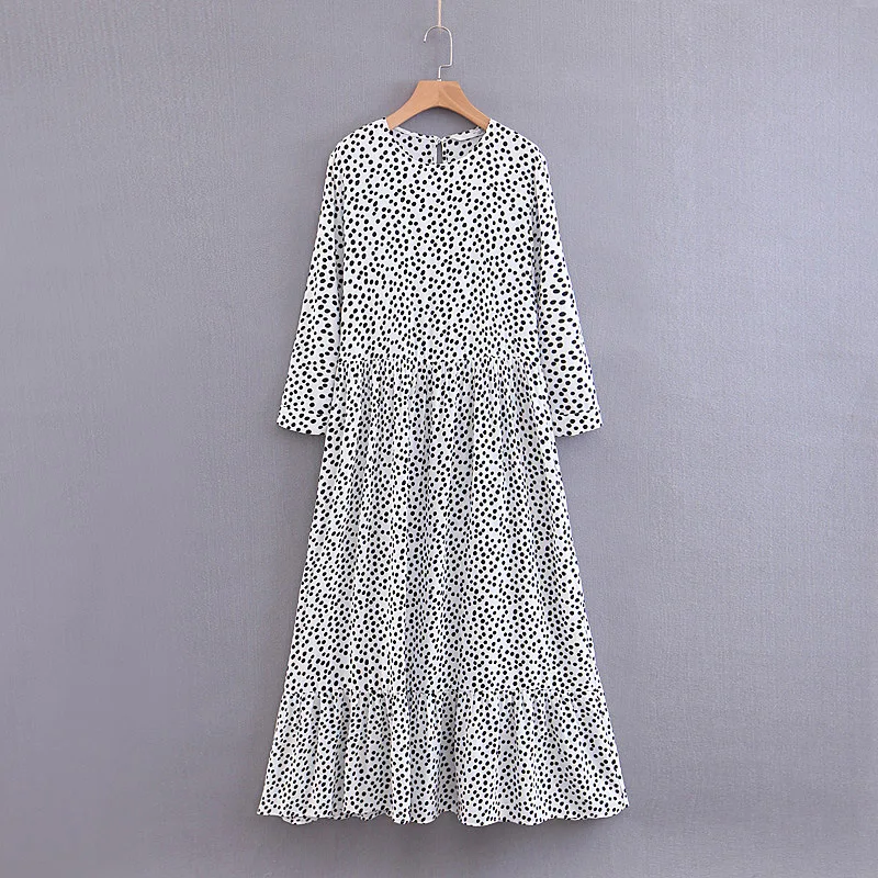 Женское платье макси в горошек плиссированное рукав три четверти Женские