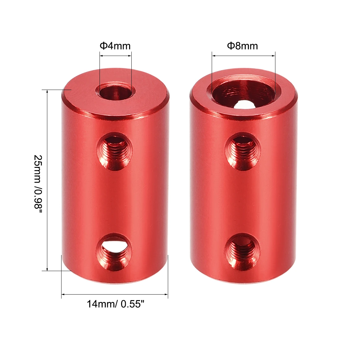 

uxcell 4pcs 4mm to 8mm Bore Rigid Coupling 25mm Length 14mm Diameter Connector Red for Model Car, Model Boat, Hardware etc