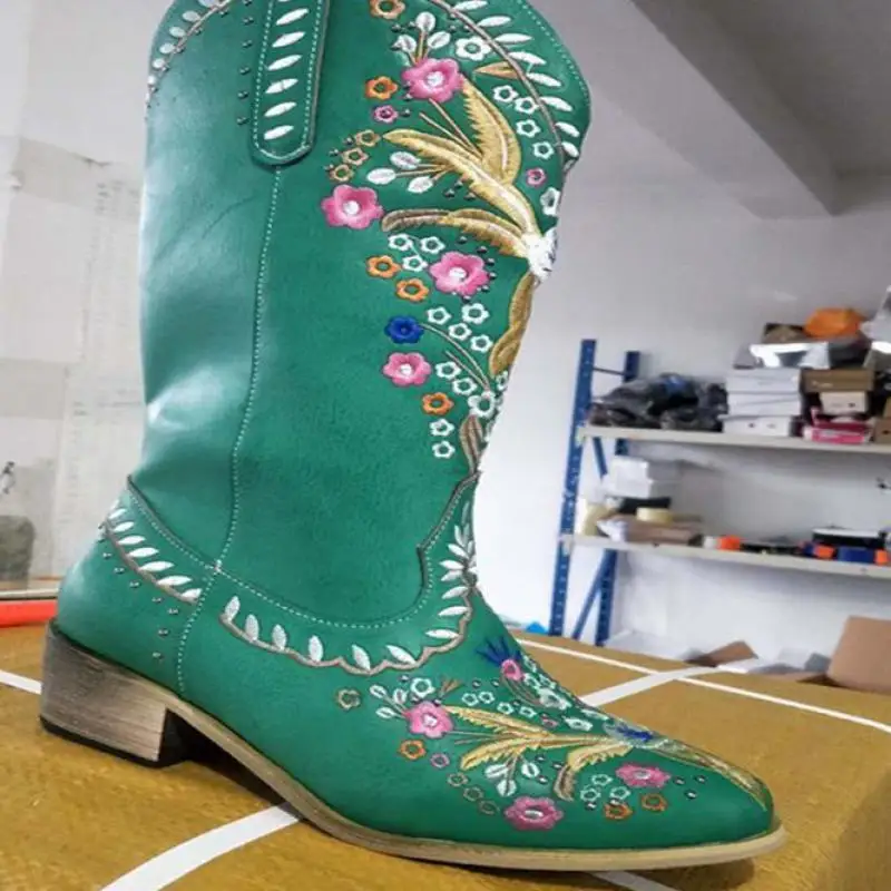 2021 New Thick Winter Knight Boots Women's Knee-length Long Square Heel Boots Retro Motorcycle Boots Black